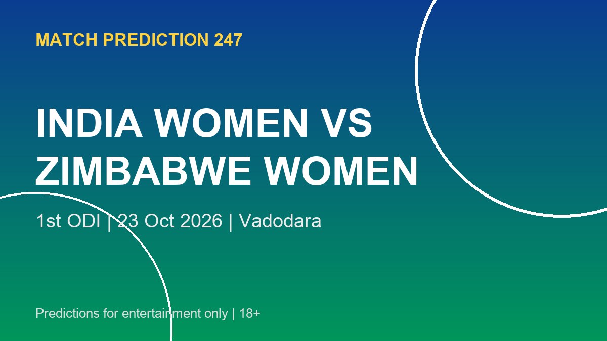 India Women vs Zimbabwe Women 1st ODI prediction graphic for 23 October 2026 in Vadodara