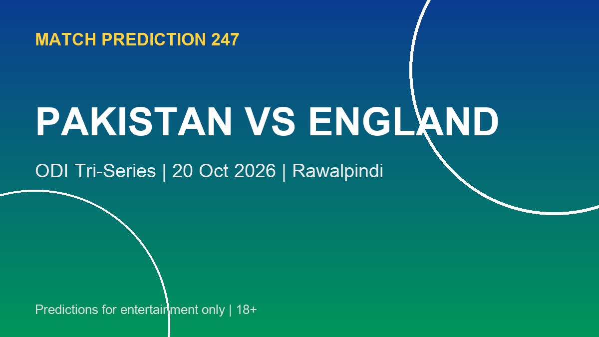 Pakistan vs England ODI tri-series prediction graphic for 20 October 2026 at Rawalpindi